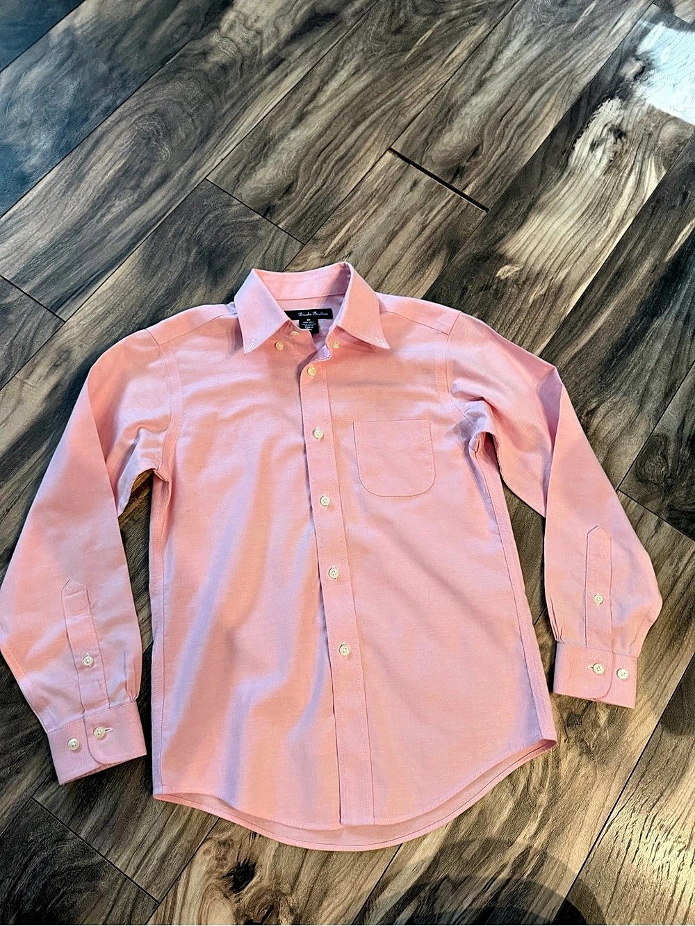 Brooks Brothers "346" Boys Pink Non-Iron Supima Cotton Button Down Shirt Size 10